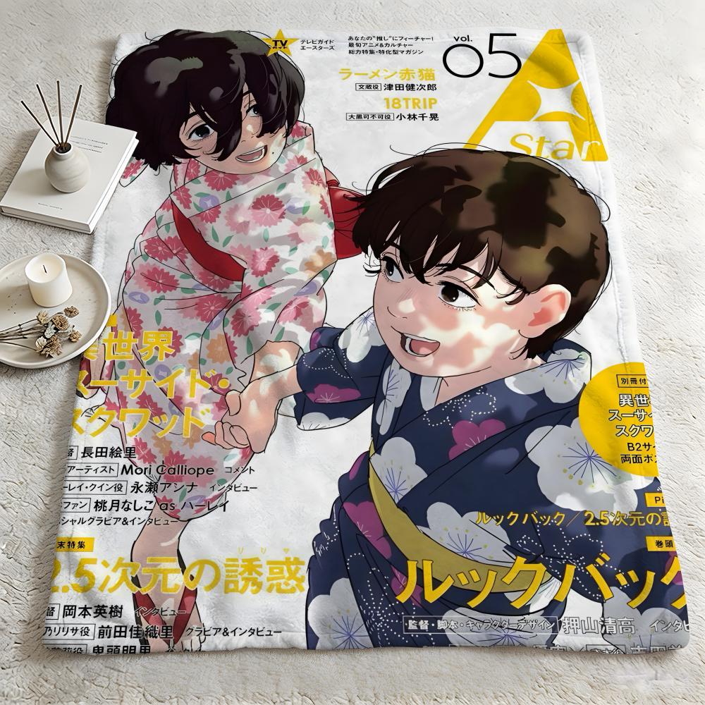 anime LLook Backk Throw Warm Soft Flannel Blanket Multiuse for Sofa Bed Camping Travel Nap