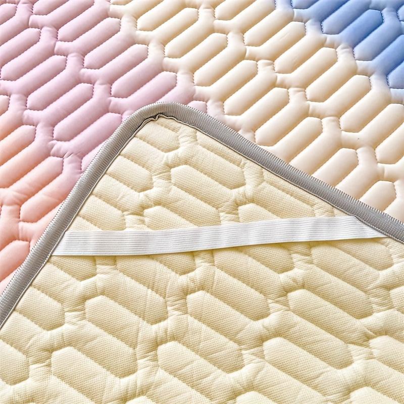 [Soft Cooling Sheet] 1pc Soft & Breathable Lyocell Latex Cooling Sheet - Fun Rainbow & Floral Print Mattress Pad | Crisp, Cartoon Design for Summer