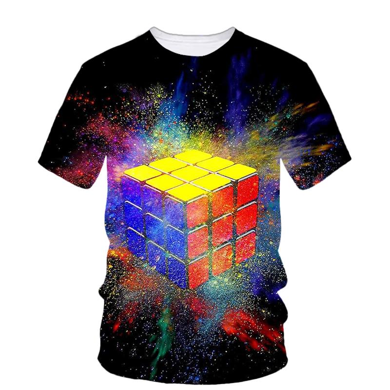 Rubik Cube  3D Printing T Shirt Man Summer O-Neck Short Sleeve Oversized Top Casual Tee Loose Streetwear Harajaku