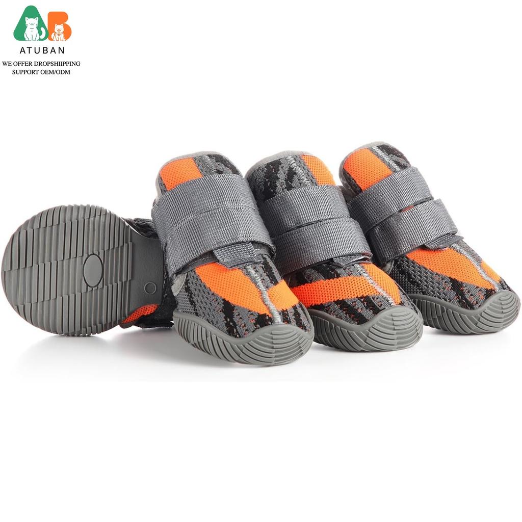 ATUBAN Dog Shoes for Dogs,Hot Pavement Summer Puppy Dog Boots & Paw Protectors with Soft Anti-Slip Rubber Sole, Walking Running