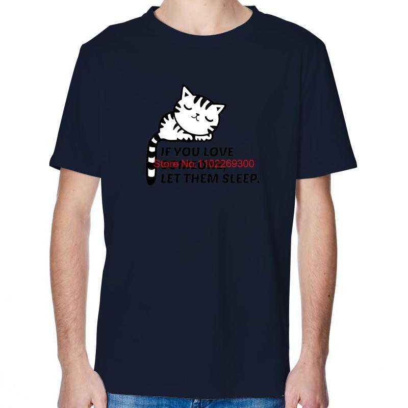Sleeping Cat TShirt Funny Shirts Graphic Tee Tops TShirt New Arrival Goods High Quality Short Sleeve Tee Cotton Mens TShirts