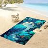 Blue Owl and Floral Design Towel Beach towel quick-drying for travel outdoor sports jogging beach and swimming