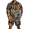 Men's Casual Print Matching Set - Lightweight Breathable Top and Drawstring Shorts 2-Piece Outfit for Summer