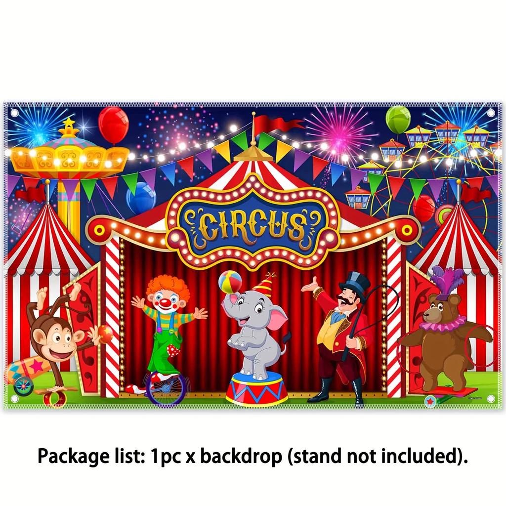 Red Carnival Circus Polyester Photography Background Colorful Fireworks Sky Ferris Wheel Party Photography Background Tapestry