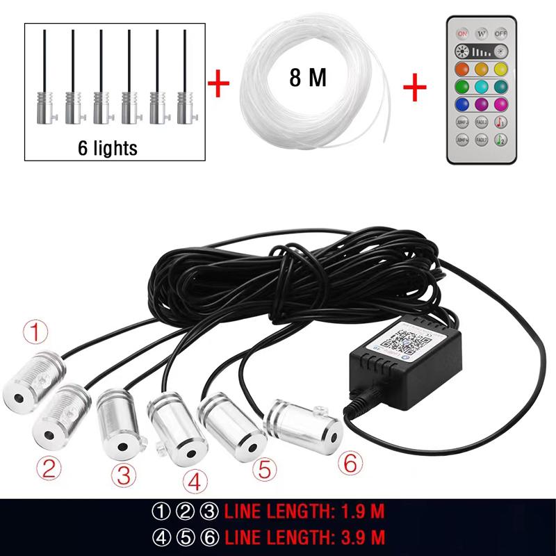 LED Car Interior Ambient Strip Lights RGB Fiber Optic Atmosphere Neon Lighting Kit With APP Remote Control Auto Decorative Lamps