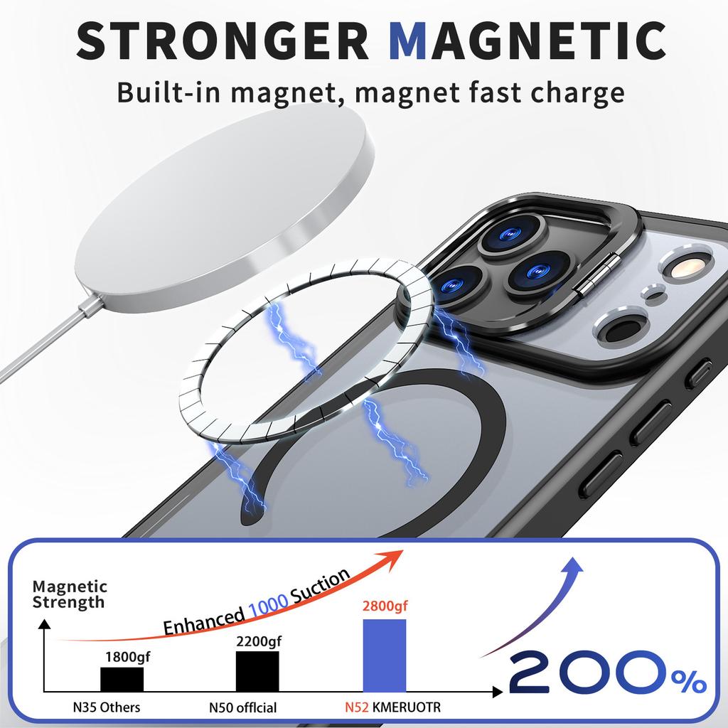 Applicable to Apple 17 transparent skin feeling mobile phone case, lens frame all-inclusive hidden bracket iPhone17pm magnetic case