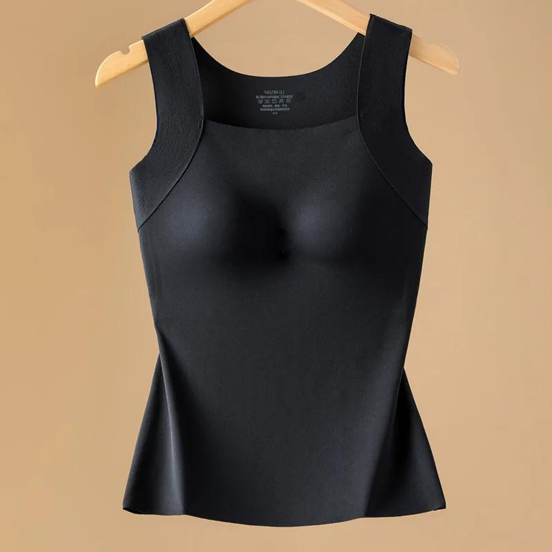 Damen Square Neck Thermos-Tanktop Nahtlos Slim Fit Ärmellos Unterhemd Weich Warm Innenbekleidung Weste Für den Winter