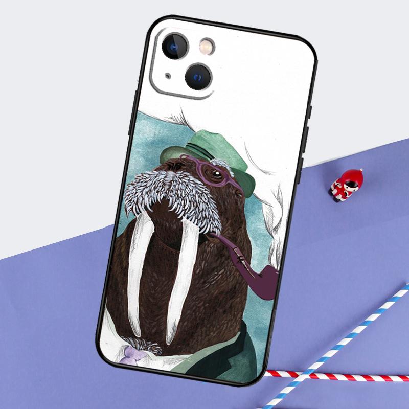 Cute Walrus Phone Case For iPhone 16 15 Pro Max 12 13 Mini 11 14 Pro Max XR 16 15 Plus 16e Cover Coque