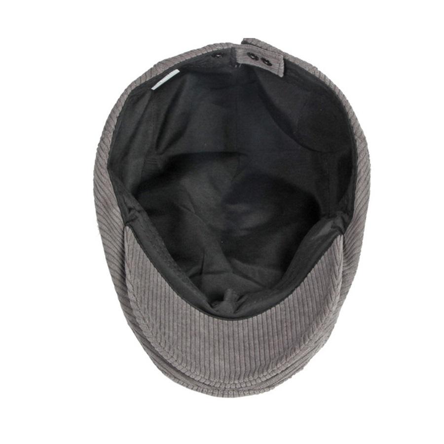 Fall Winter Duck Tongue  Beret Hat for Men Daddy Solid Corduroy Painter Adjustable Forward Hats For Dad  Visors Newsboy Caps