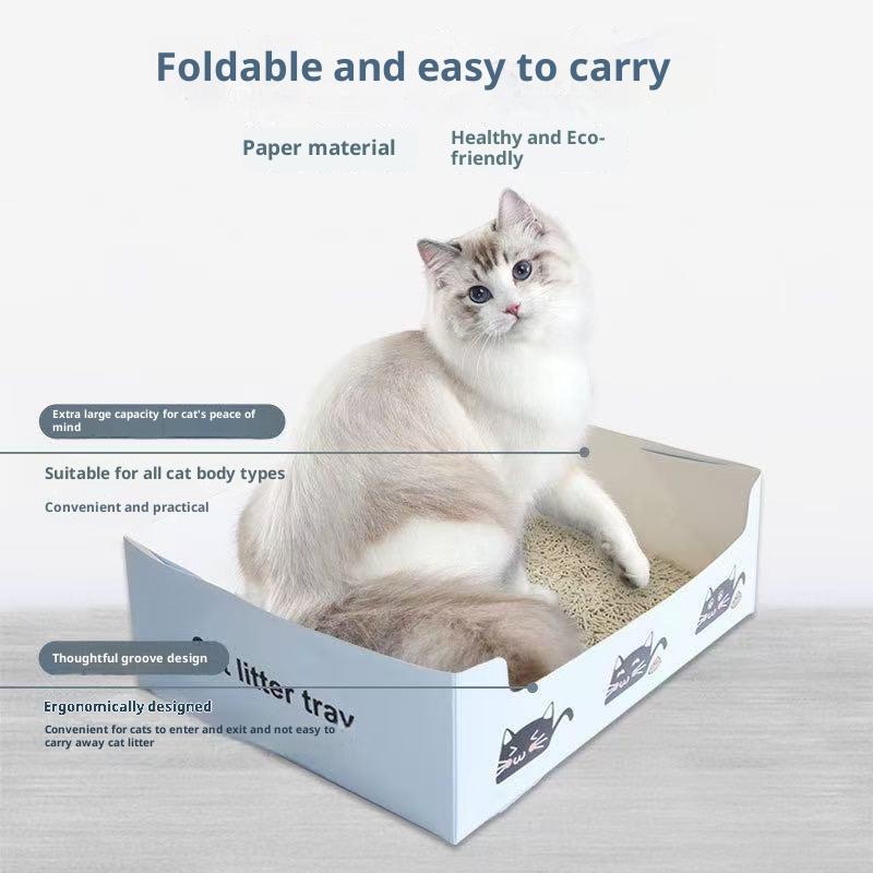 Disposable Cat Litter Box PP Waterproof Cat Toilet Oversized Folding Cat Portable Outdoor Temporary Car Box Cat Toilet Special
