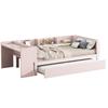 Low Bed 90*200cm, with Pull-out Bed, with Desk, Three Shelves on the Side of the Bed, Pink