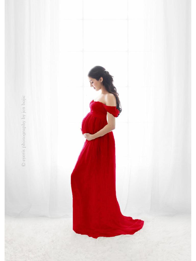 Robe Longue d'Photographie de Maternité à Ouverture Devant