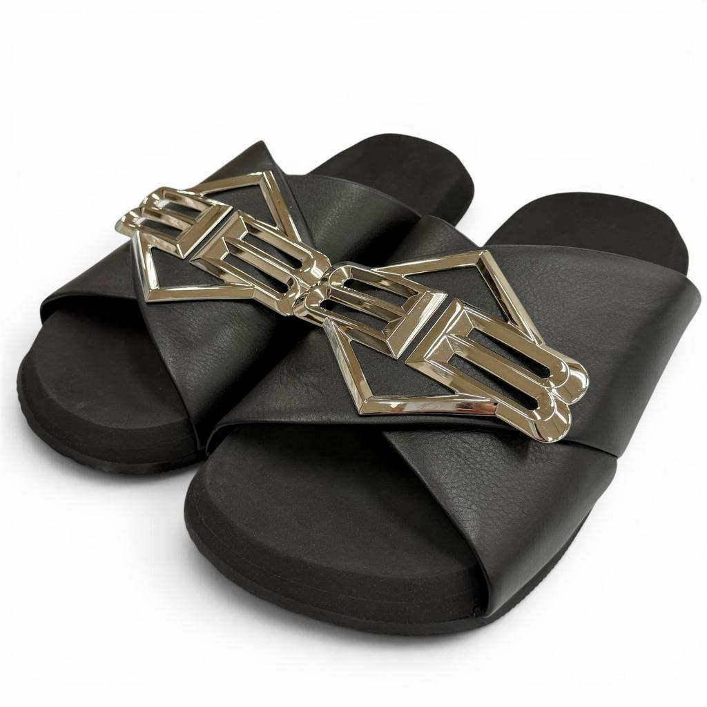 Pristine BALENCIAGA Sandals SUNSET FLAT BB black leather mens 42 828478 Used