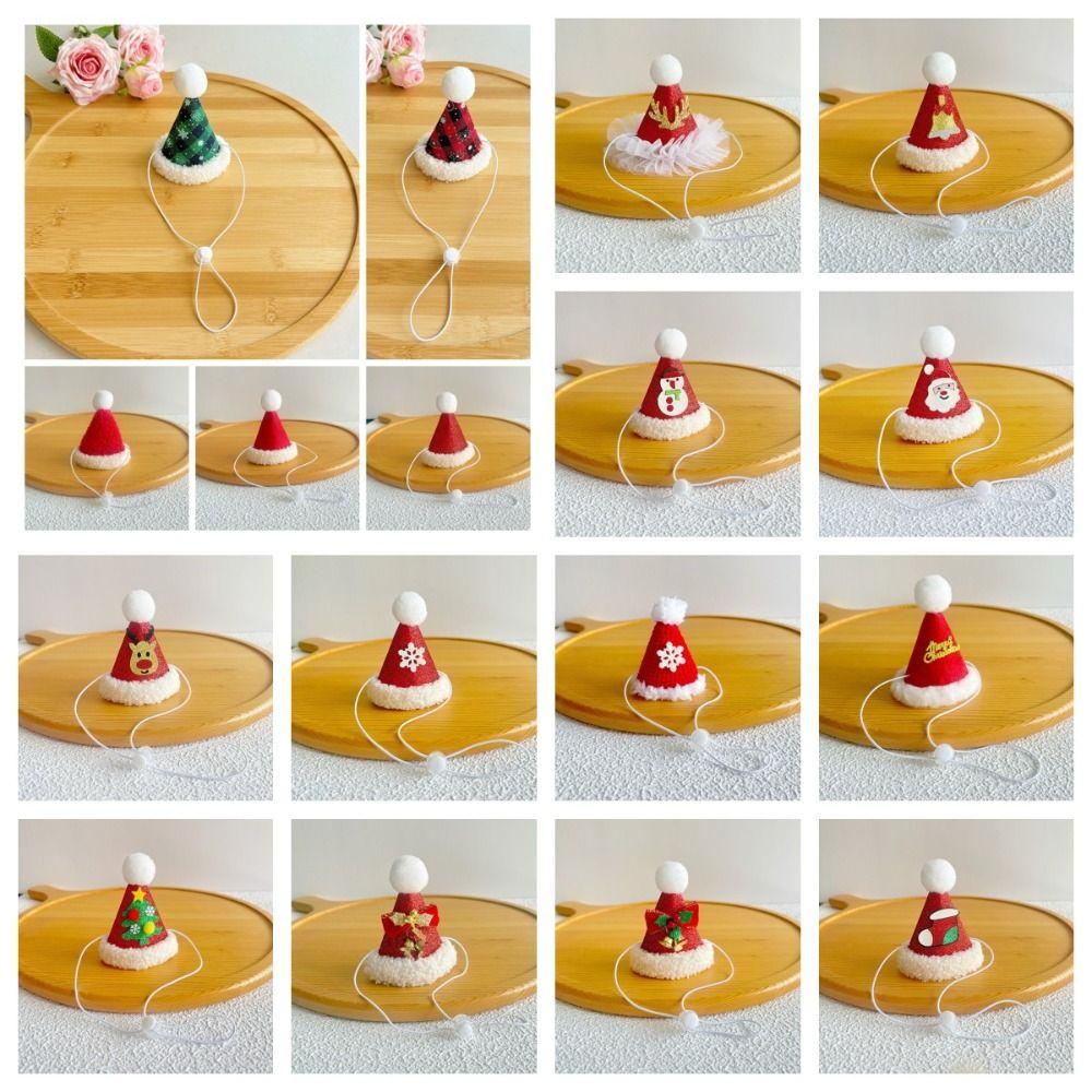 Knitted Yarn Christmas Pet Hat Soft Pompon Yarn Kitten Headwear Winter Gathering