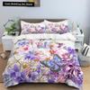 Floral King Queen Duvet Cover Fuchsia White Flower Bedding Set for Girl Women Colorful Plant Leaves 2/3pcs Polyester Quilt Cover