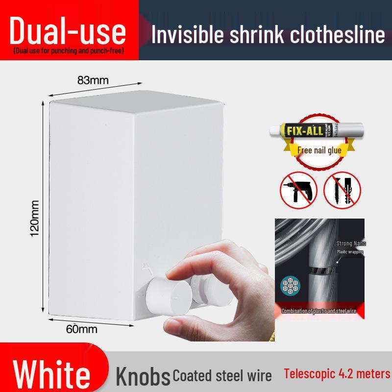 Wall-Mounted Double Rope Clothes Drying Line - Stainless Steel for Bathroom or Balcony