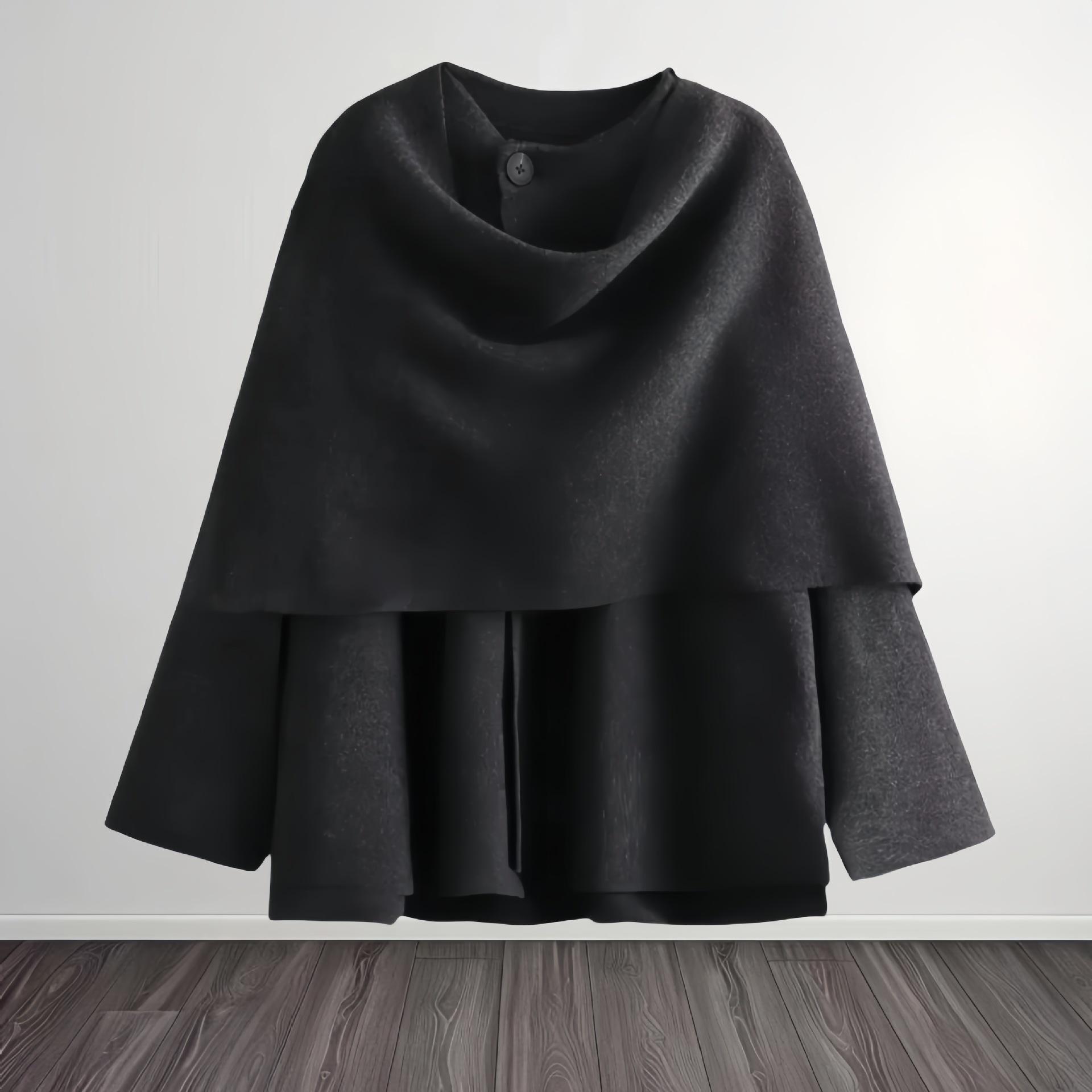 

2024 Осінь/Зима Жіноче Асиметричне Пальто-шарф з довгим рукавом - Європейський/Американський стиль, Однотонне, Модний темперамент Medium