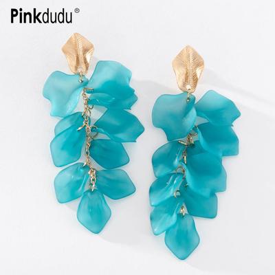 Fashion 4 Color Acrylic Rose Petal Drop Earrings Romantic Charming Flower Dangle Earring for Women Jewelry PD1246