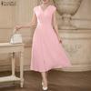 Women Elegant Casual V-Neck Solid Color Sleeveless Dress