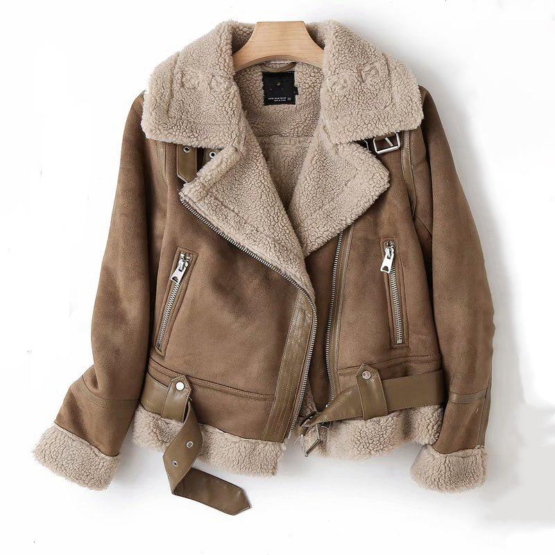 Giacca Marrone Donna Inverno Vintage Pelliccia Integrata Giacca Revers Maniche Lunghe Giacche Capispalla