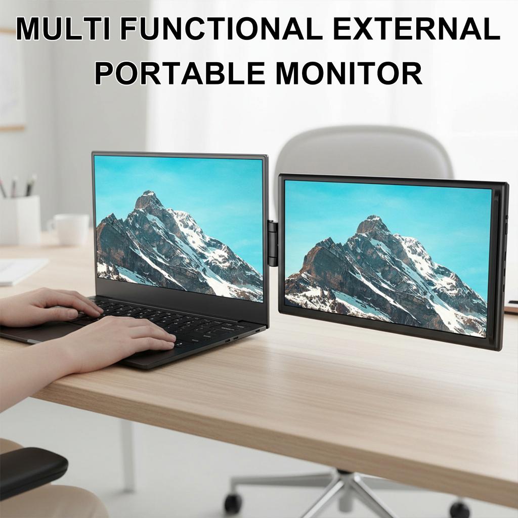 14.1 In 1080P HD FHD IPS Display Second Monitor Type-C/HDMI Compatible Rotatable Laptop Extender Dual Screen for Notebook Access