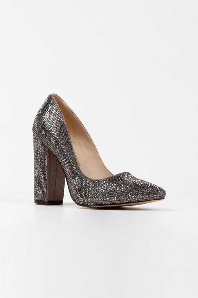 Damenmode Platinum Sultan Stone Klassische spitze Abendkleidschuhe mit dicken Absätzen für Party