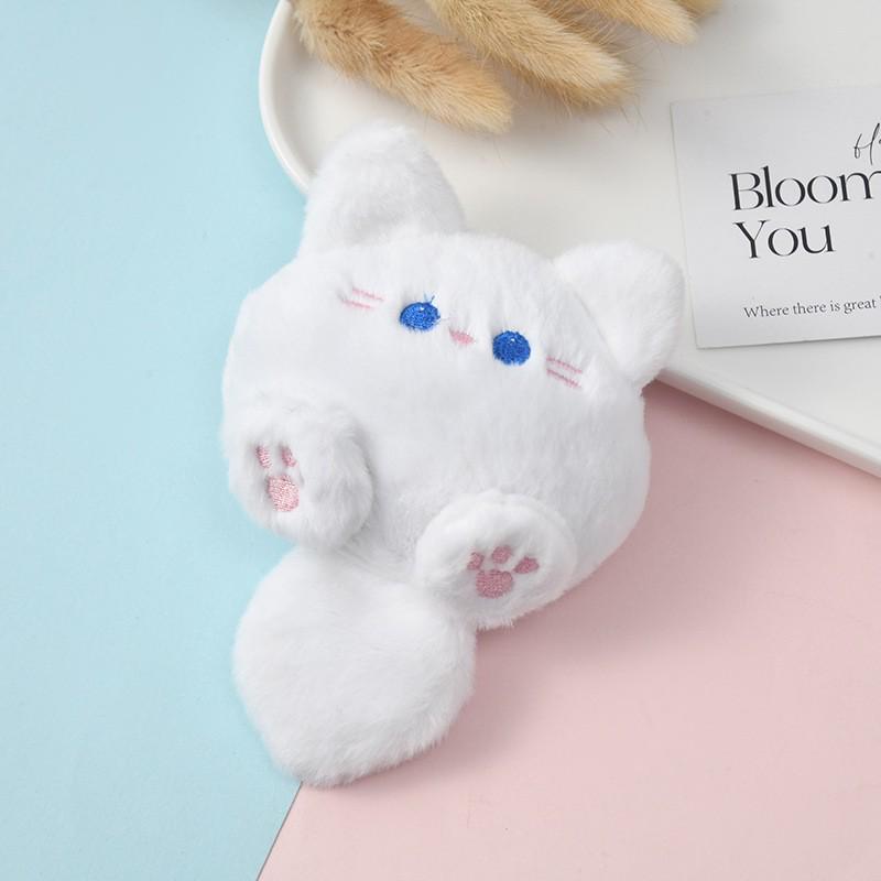 Squeaky Kitten Plush Pendant: Cute Cartoon Kitty Brooch Keychain Accessory