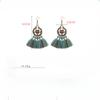 GemChic Women's New Vintage Geometric Metal Turquoise Long Tassel Fringe Earrings Ethnic Fashion Hook Earrings Birthday Christmas Jewelry Gift