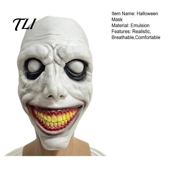 Accessori Costumi Esorcista Spettrale Maschera di Halloween, Faccia in Lattice Jack a Doppio Strato Sinistra Maschere Horror Realistiche Copricapo per Festa, Cosplay Spaventoso