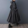Long Sleeve Oversized Black Hooded Vintage Casual Loose Autumn Spring Winter Trench Coat for Women Outerwear