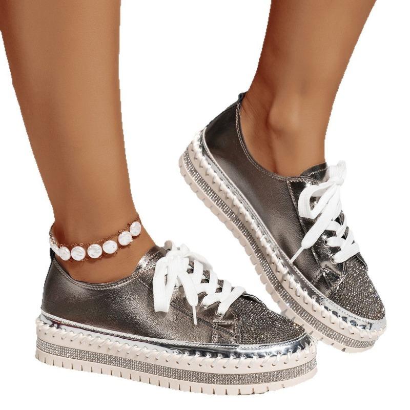 Übergröße lässige Einzelschuhe Damen Frühling neue flache Sohle runder Kopf Schnürung Farbabstimmung Mode Einzelschuhe Damen