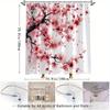 1Pc Cherry Blossom Shower Curtain With Floral Design For Bathroom Decor - Polyester Fabric, Comfortable And Vibrant Look, Includ