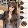 Net Sensation Tea Tea Wig: Brightening Milk Tea Gray-Brown, Korean Style with Big Waves, Elegant Face-Slimming, Realistic Full Head for Women