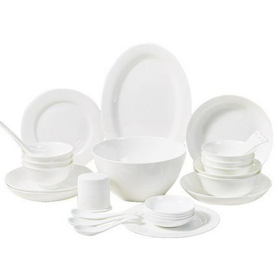 Bone China Pure White Underglaze Bowl & Plate Set - Household Porcelain Tableware, Gift Boxed
