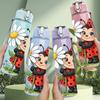1PC Ladybug Daisy Flower Girl Cartoon 750ml Color Plastic Sports Water Bottle Leakproof Flip Straw Lid Suitable for Sports Office Home Use