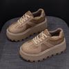 Thick-soled heightening German training shoes women's 2025 autumn models retro matte leather plus rhinestones casual fashion sports board shoes wome