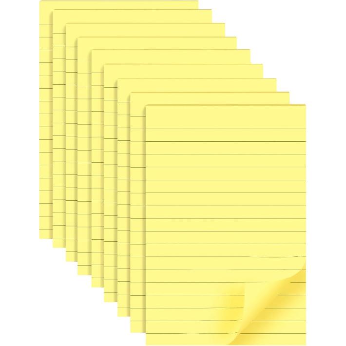 9 Pads Lined Sticky Notes 4x6 in Post, Vintage Colors Self Pad Its, Super Sticking Power Memo Pads Its, 40 Sheets/pad