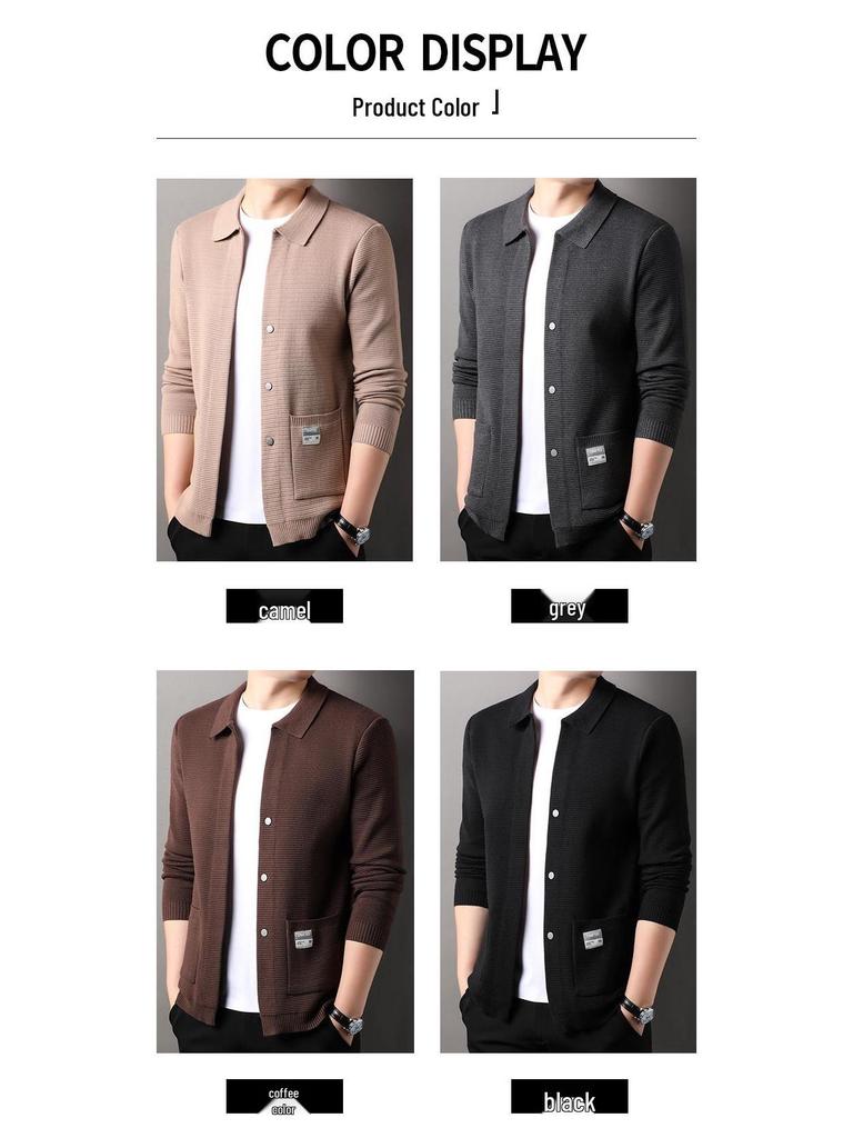 Pierre Cardin Men's Long-Sleeve Knit Cardigan Jacket for Spring and Autumn