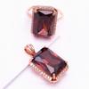 Exquisite Purple Gold-Plated Rose Gold Korean Version Of Fashion High-End Versatile Color Gold Square Smoke Zircon Pendant Collarbone Chain