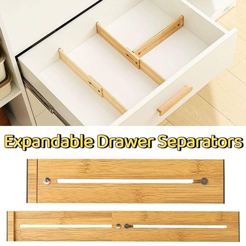 Secure Fit Retractable Drawer Dividers Bamboo Cabinet Storage Partition Divider  Bedroom Dresser