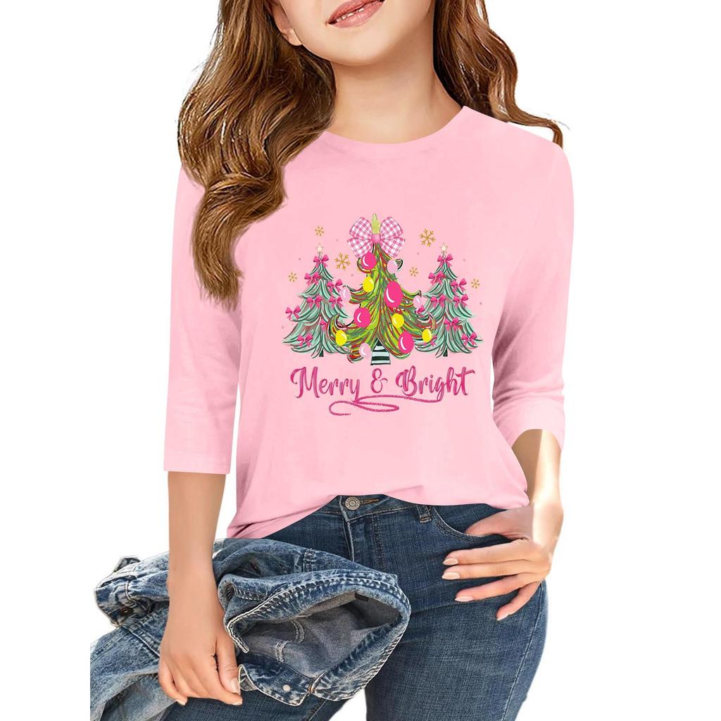 Children's 3/4 Sleeve Independence Day Printed Round Neck Casual T-shirt