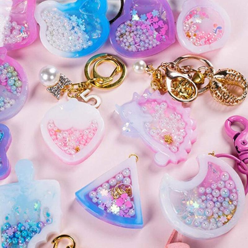 DIY Casting Silicone Resin Mold Kit Cats Heart Moon Epoxy Mold with Ice Cream Stick Dropper Measuring Cup for Home De