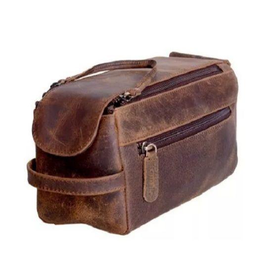 Buffalo Leather Toiletry Bag Shaving Dopp Kit Travel Organizer Cosmetic Case
