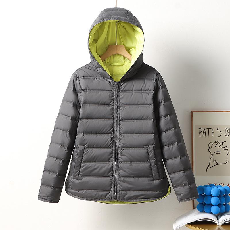Autumn and winter medium and long light and thin down jackets, women's white duck down, light and warm inside, thin jackets, seamless glue pressing