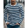 T-shirt a Maniche Lunghe Grafiche a Strisce Retro da Uomo Moda Semplice Primavera Autunno T-shirt Stampate 3D Magliette Casual Oversize
