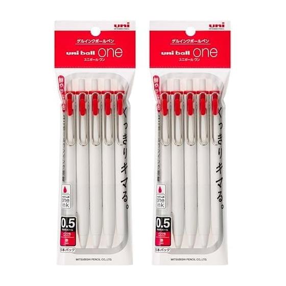 Mitsubishi Pencil Uni-ball One 0.5mm Red 5-Pack