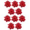 10PCS Christmas Flowers Red Gold Bling Flower Heads For Noel Home Tree Decorations Navidad Party Table Setting Decor Supplies