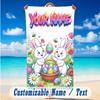 Easter Bunny Theme Beach Towel Personalized Custom Name & Text Soft Quick Dry Beach Towel for Swimming Travel