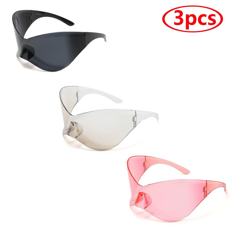 Protective Glasses New Oversized Y2K Punk Rimless Sunglasses Women Men Brand Designer Shades Hip Hop Sport One Piece Sun Glasses