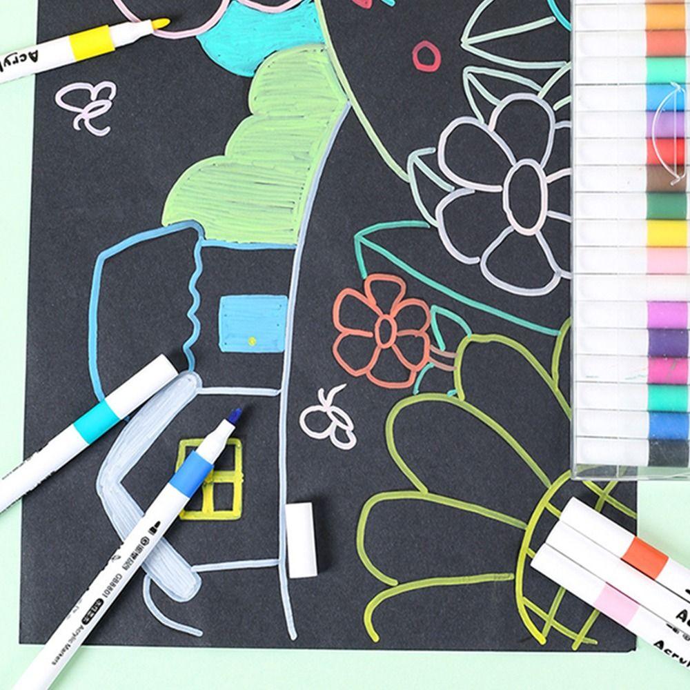 Fine Nib Acrylic Marker Pen Set 80 Colors Child Painting Graffiti Pens Stationery Supplies